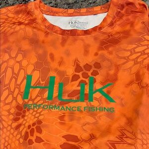 Huk Bright Orange Camo Logo Performance Tee